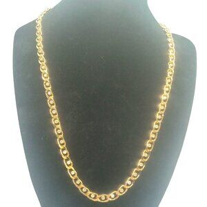 Necklace Gold-Tone Metal Link Chain Prong Set Rhinestone Accents 19.5" L 1980s